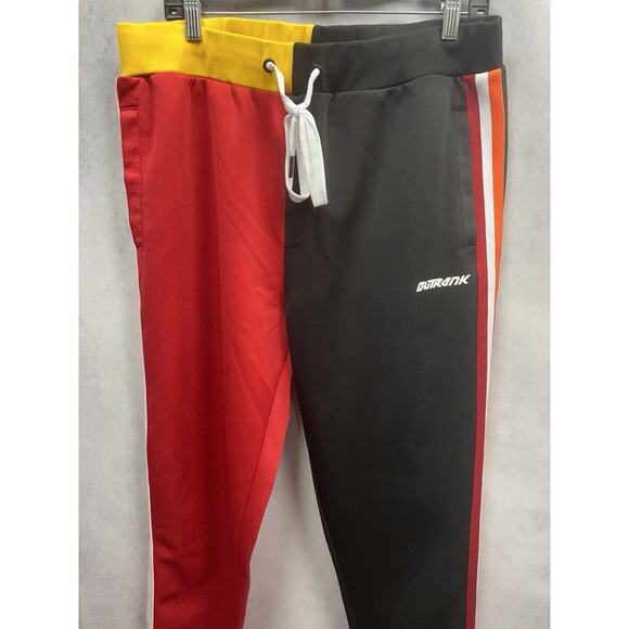 Outrank Heat Vs Rockets Track Jogger Pants Red Black & Yellow Size 2XL NWOT - Picture 4 of 9